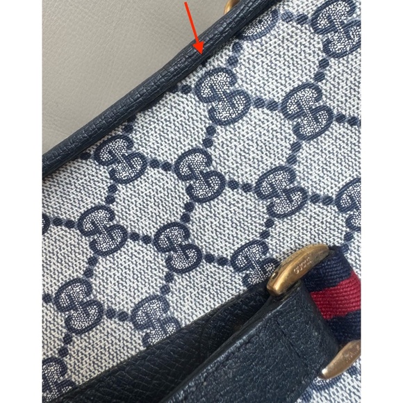 Authentic Vintage Gucci Monogram Canvas Black Leather Crossbody Bag - Picture 15 of 16